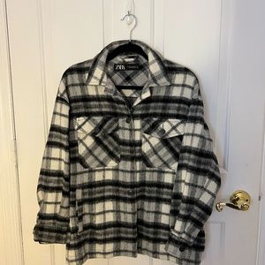 Zara Black & White Plaid Shacket (Jacket)